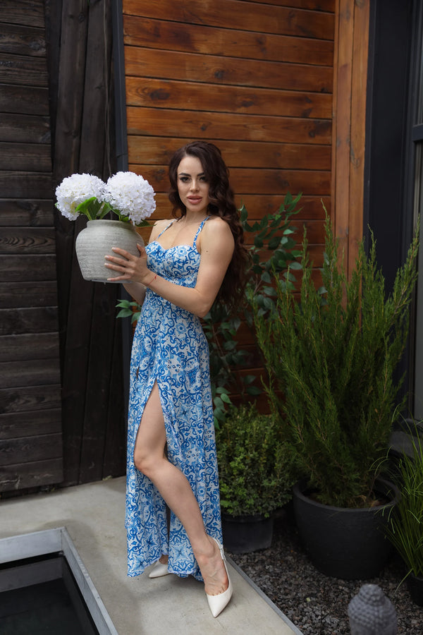 Corset dress MAJOLICA BLUE